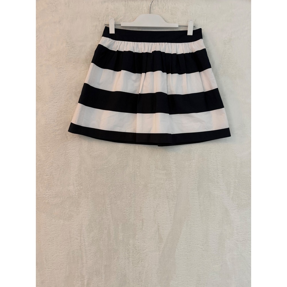 Banana Republic Petite 4P Navy Blue White Striped Mini Skirt Cotton Lined Summer